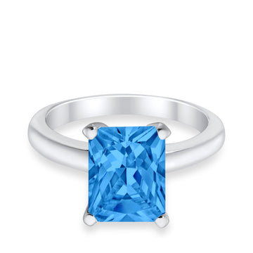 Solitaire Engagement Ring Blue Topaz CZ 925 Sterling Silver Wholesale